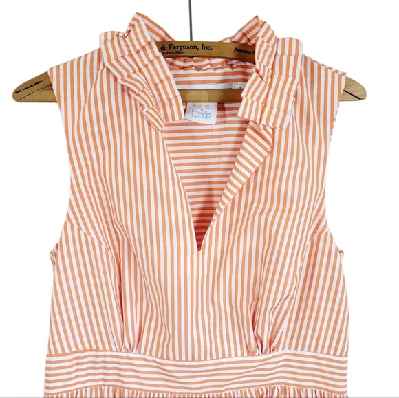 NWOT GRETCHEN SCOTT DESIGNS Hope Melon Striped Tiered Ruffled Sleeveless Dress